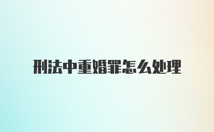 刑法中重婚罪怎么处理