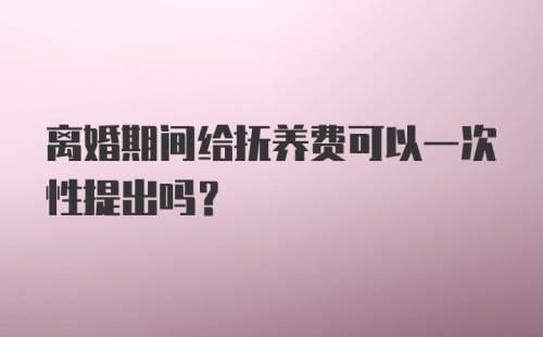 离婚期间给抚养费可以一次性提出吗?