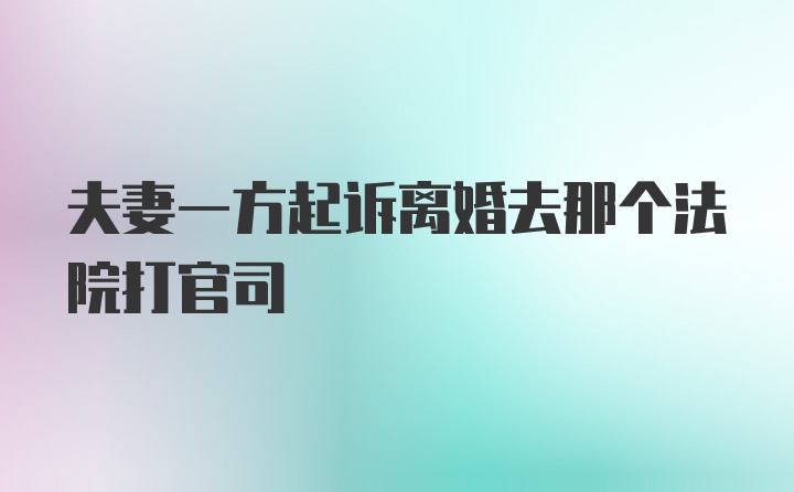 夫妻一方起诉离婚去那个法院打官司