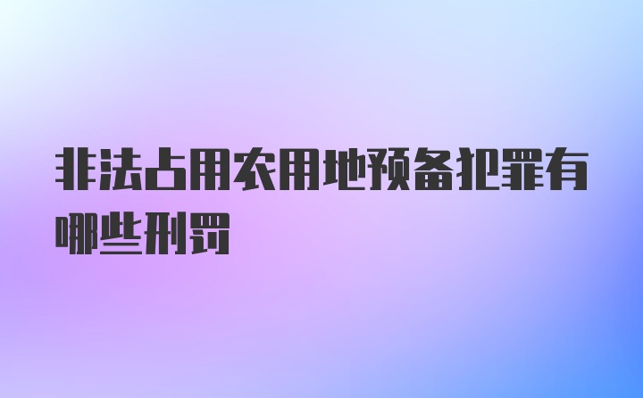 非法占用农用地预备犯罪有哪些刑罚