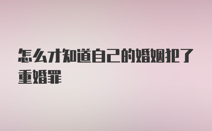 怎么才知道自己的婚姻犯了重婚罪