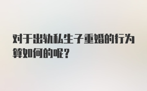 对于出轨私生子重婚的行为算如何的呢？