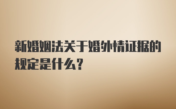 新婚姻法关于婚外情证据的规定是什么?