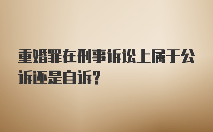 重婚罪在刑事诉讼上属于公诉还是自诉？