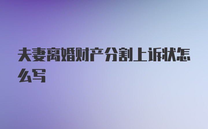 夫妻离婚财产分割上诉状怎么写