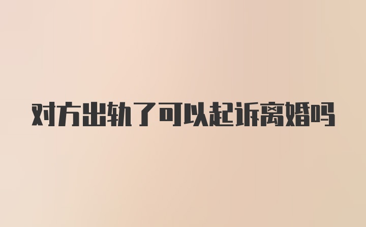 对方出轨了可以起诉离婚吗