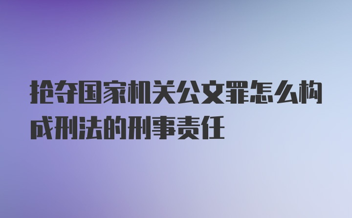 抢夺国家机关公文罪怎么构成刑法的刑事责任