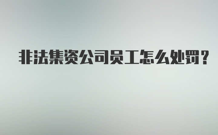 非法集资公司员工怎么处罚？