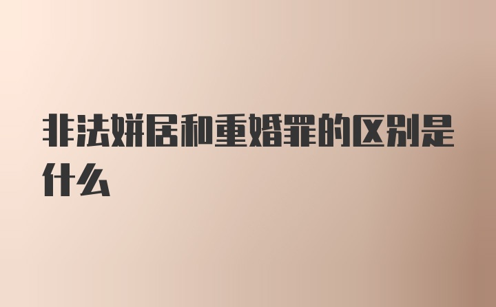 非法姘居和重婚罪的区别是什么