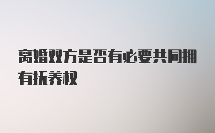 离婚双方是否有必要共同拥有抚养权