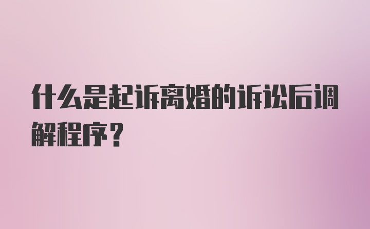 什么是起诉离婚的诉讼后调解程序？