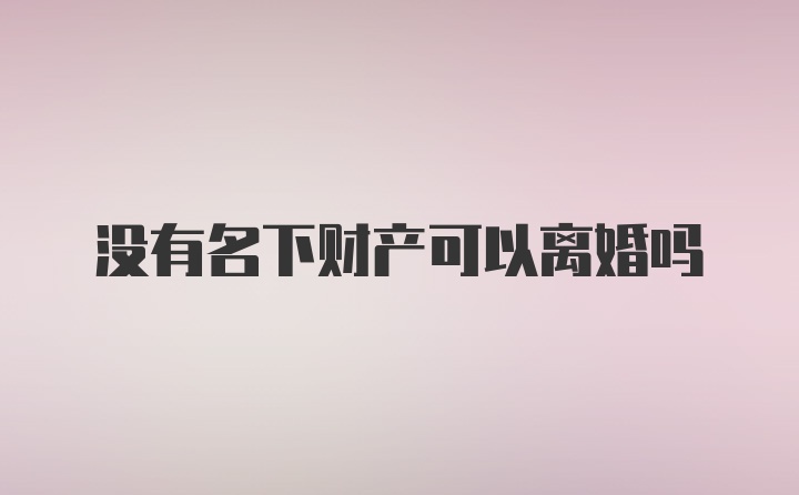 没有名下财产可以离婚吗