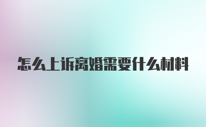 怎么上诉离婚需要什么材料