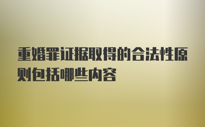 重婚罪证据取得的合法性原则包括哪些内容