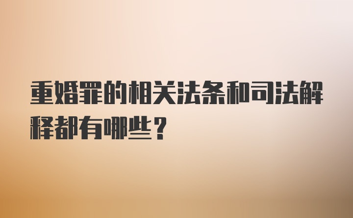 重婚罪的相关法条和司法解释都有哪些？