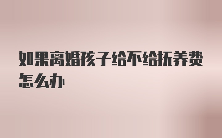 如果离婚孩子给不给抚养费怎么办