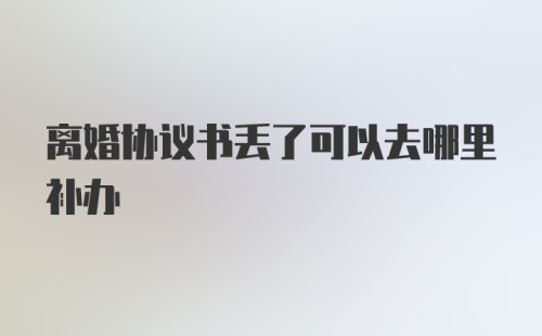 离婚协议书丢了可以去哪里补办