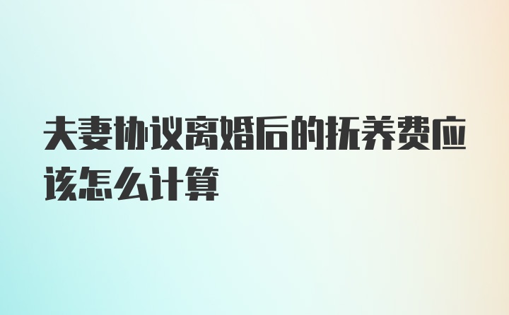 夫妻协议离婚后的抚养费应该怎么计算