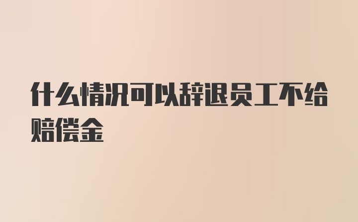 什么情况可以辞退员工不给赔偿金