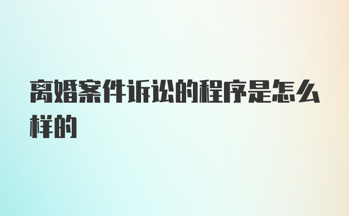 离婚案件诉讼的程序是怎么样的