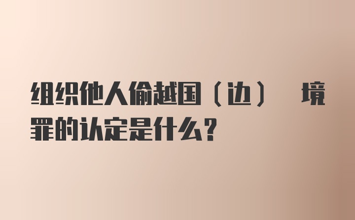 组织他人偷越国(边) 境罪的认定是什么？