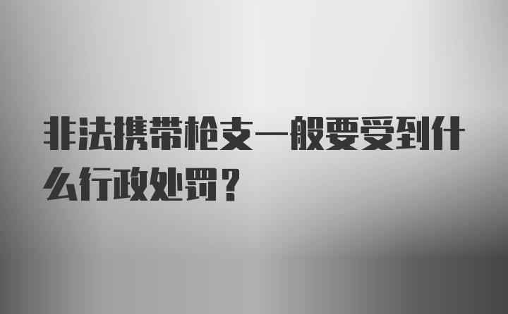 非法携带枪支一般要受到什么行政处罚？