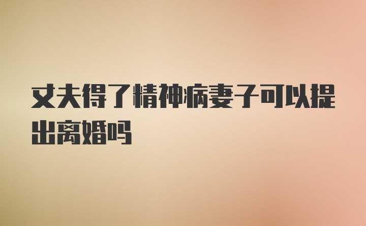 丈夫得了精神病妻子可以提出离婚吗