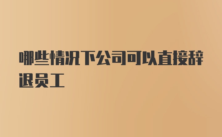 哪些情况下公司可以直接辞退员工