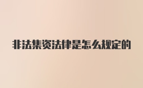 非法集资法律是怎么规定的