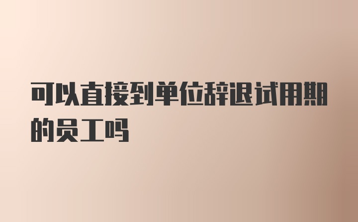 可以直接到单位辞退试用期的员工吗