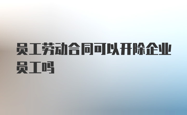 员工劳动合同可以开除企业员工吗