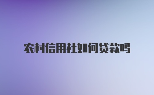 农村信用社如何贷款吗