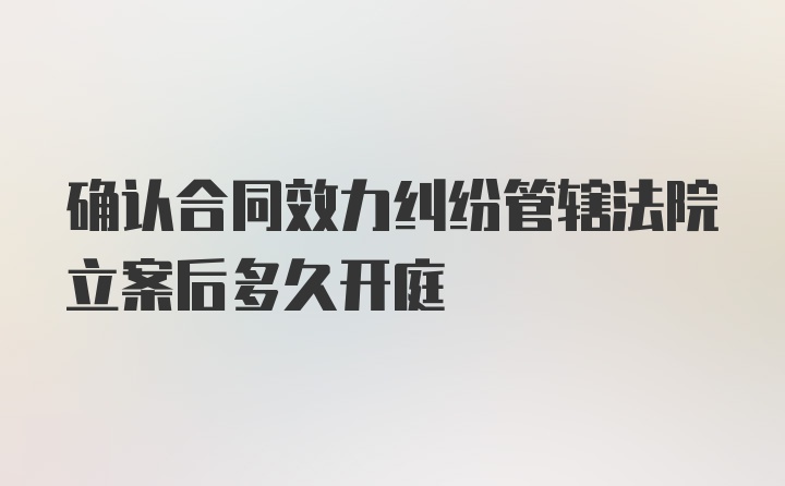 确认合同效力纠纷管辖法院立案后多久开庭