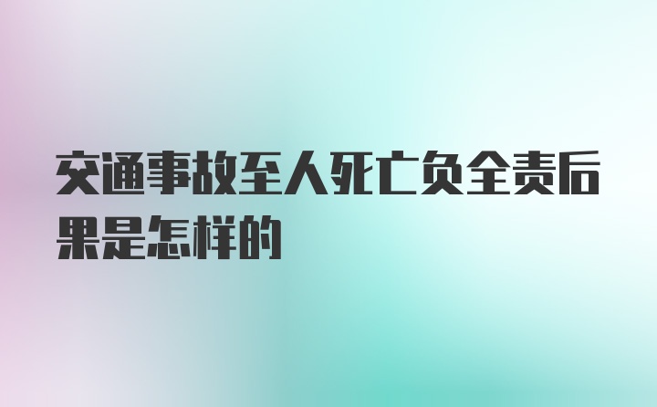 交通事故至人死亡负全责后果是怎样的