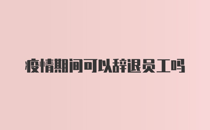 疫情期间可以辞退员工吗