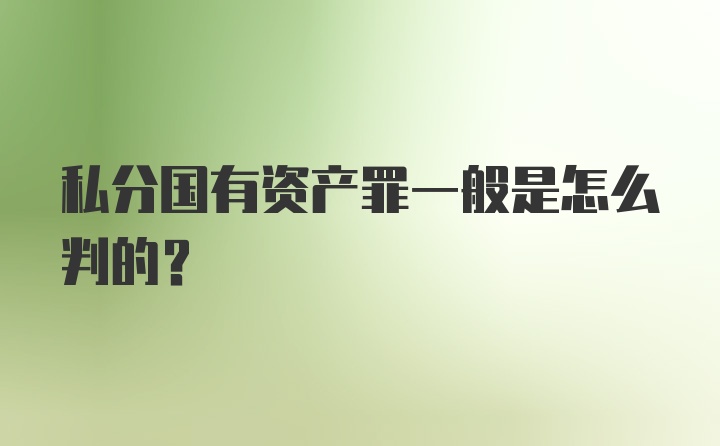 私分国有资产罪一般是怎么判的？