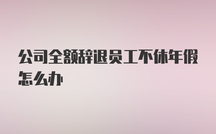 公司全额辞退员工不休年假怎么办