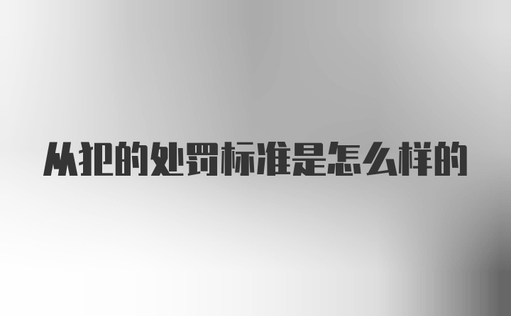 从犯的处罚标准是怎么样的