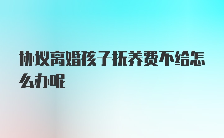 协议离婚孩子抚养费不给怎么办呢