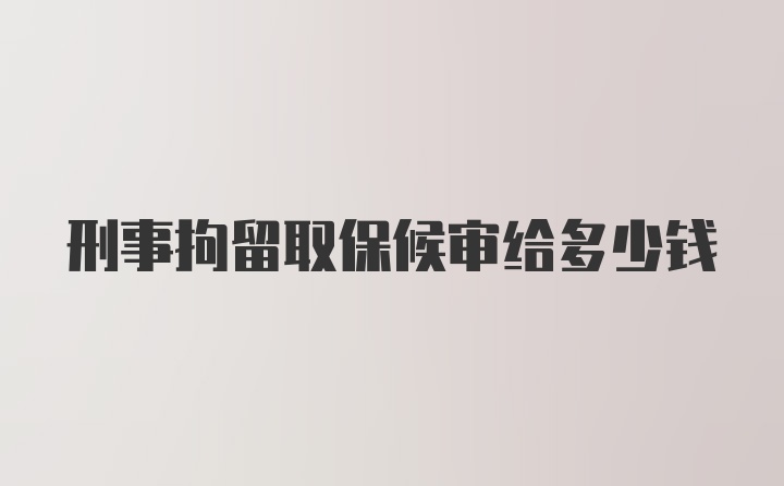 刑事拘留取保候审给多少钱