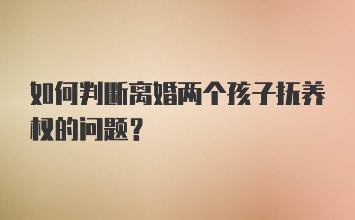 如何判断离婚两个孩子抚养权的问题？