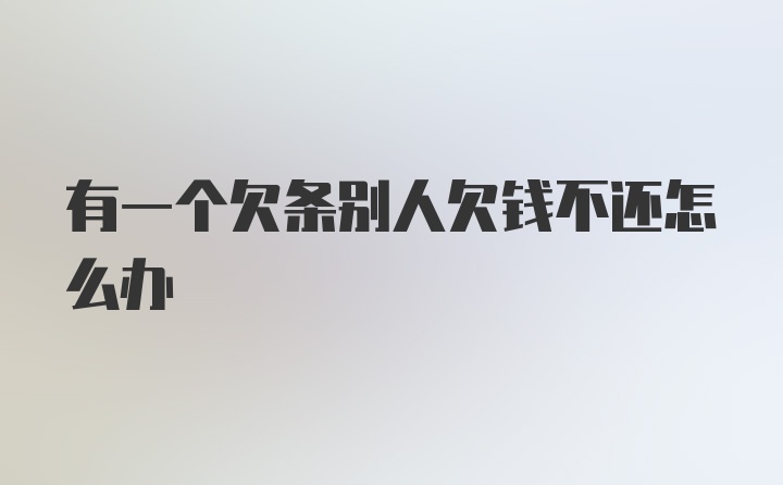 有一个欠条别人欠钱不还怎么办