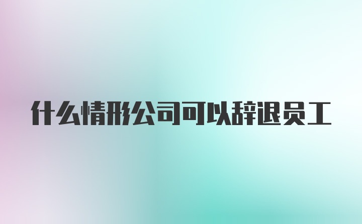 什么情形公司可以辞退员工