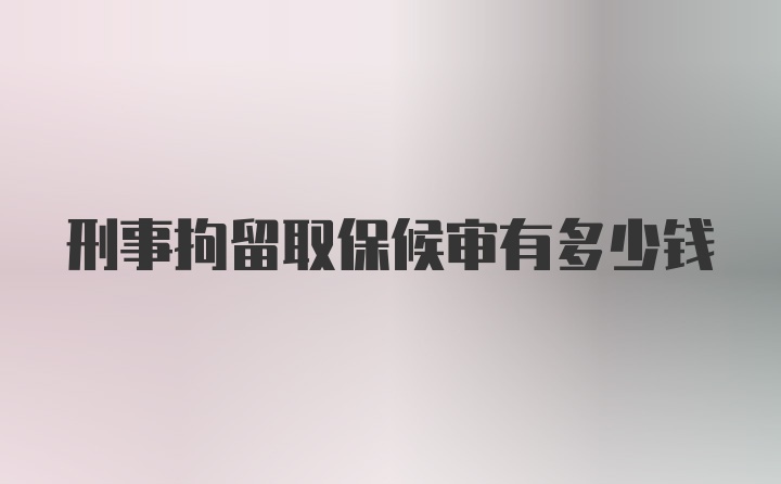 刑事拘留取保候审有多少钱