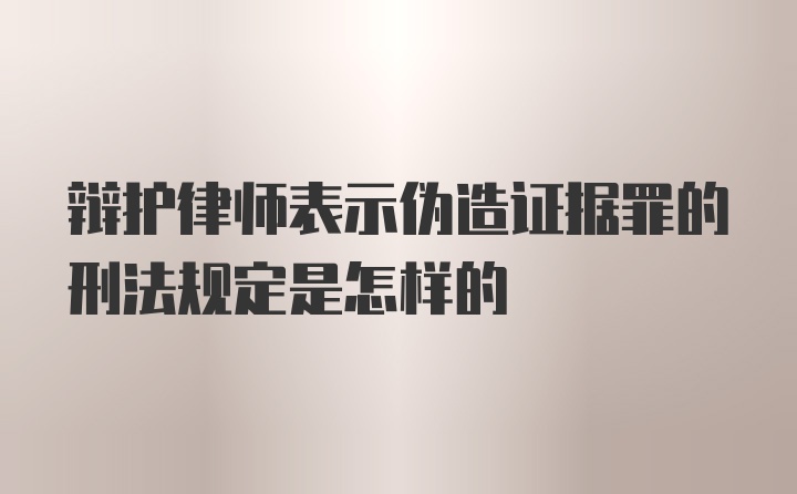 辩护律师表示伪造证据罪的刑法规定是怎样的