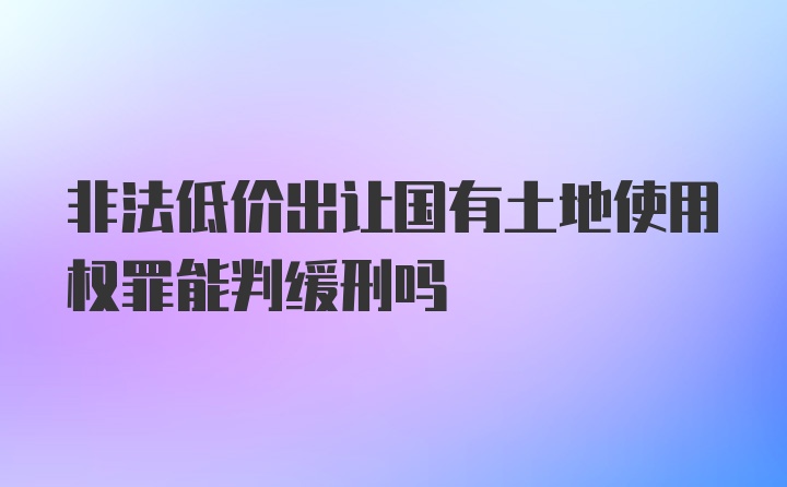 非法低价出让国有土地使用权罪能判缓刑吗