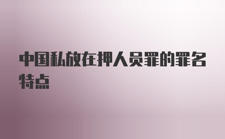 中国私放在押人员罪的罪名特点