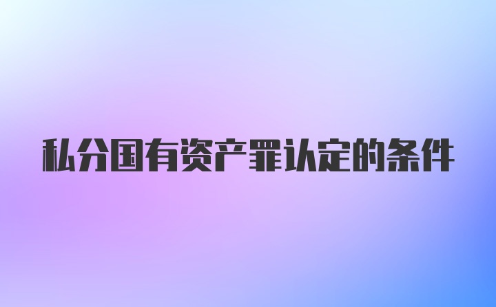 私分国有资产罪认定的条件