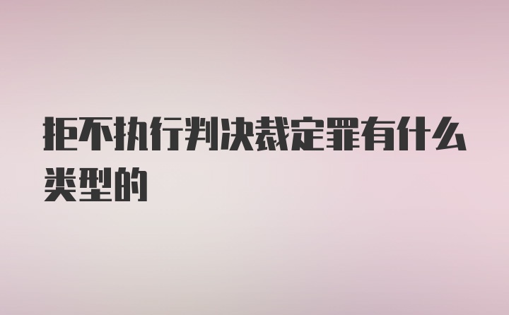 拒不执行判决裁定罪有什么类型的