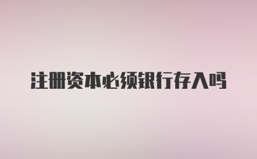 注册资本必须银行存入吗